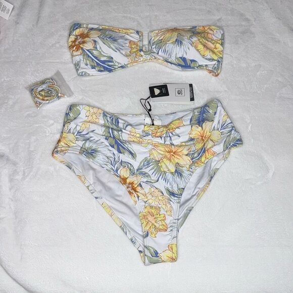 Rip Curl Always Summer Bandeau Bikini Top & High Waist Bikini Bottom Size Medium - Picture 4 of 10